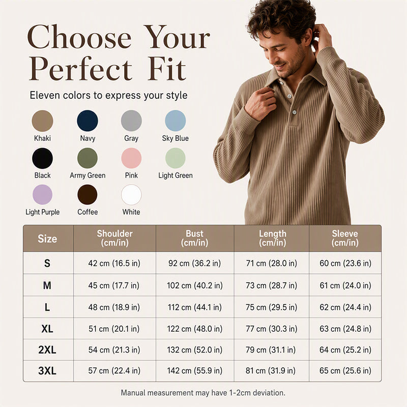 Men's Retro Corduroy Long Sleeve Top