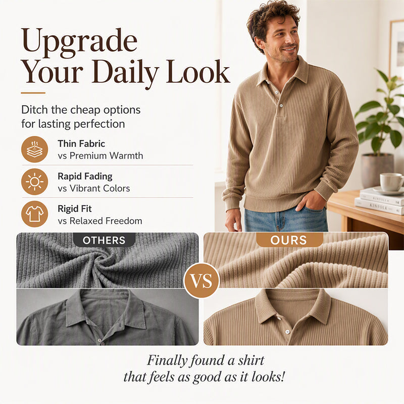 Men's Retro Corduroy Long Sleeve Top