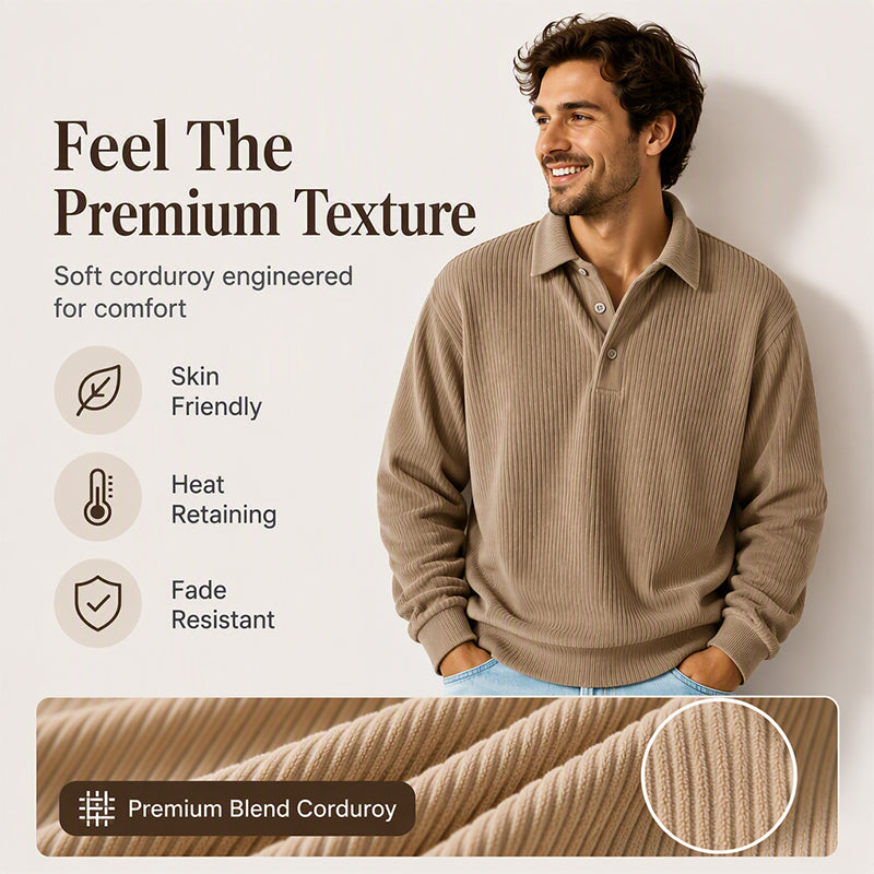 Men's Retro Corduroy Long Sleeve Top