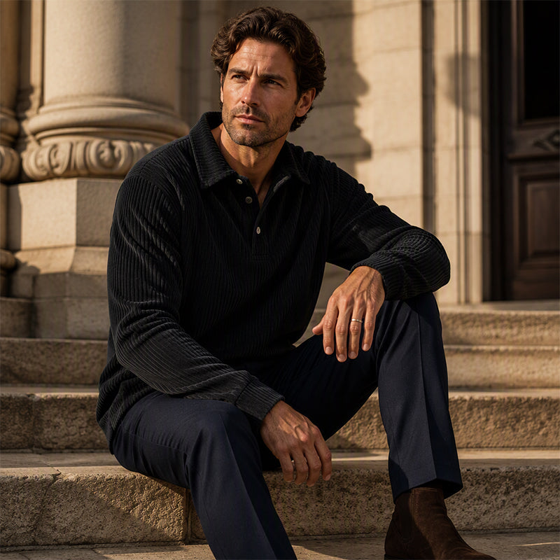 Men's Retro Corduroy Long Sleeve Top