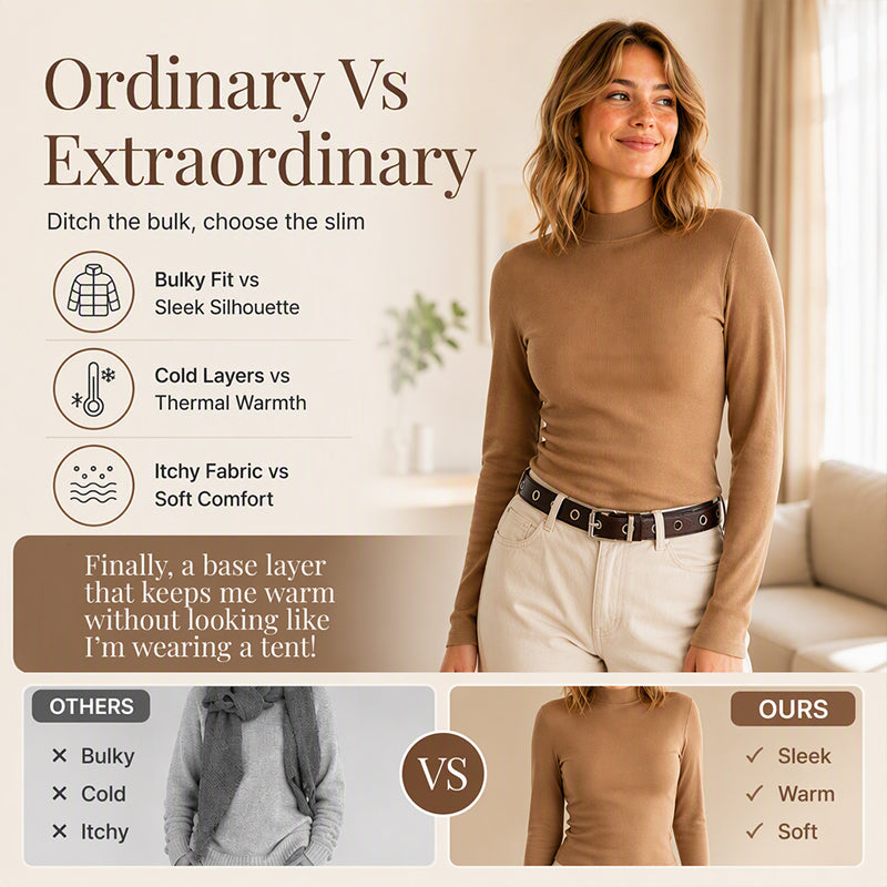 Women's Warm-Lined Mock Neck Fitted Top