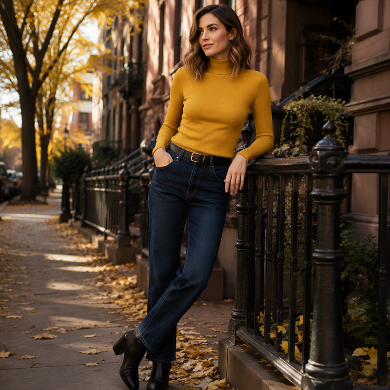 Women's Warm-Lined Mock Neck Fitted Top