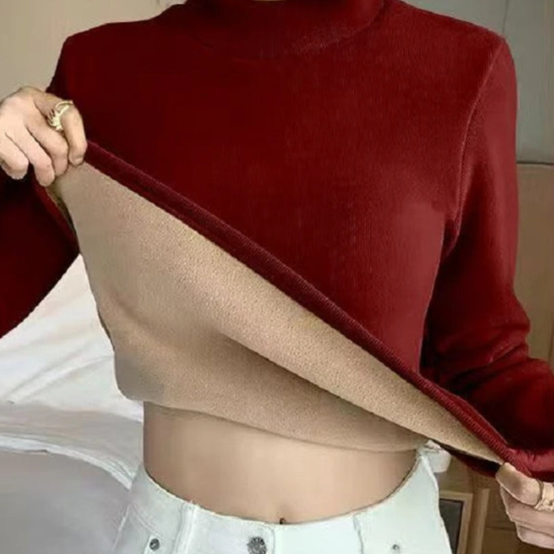 Women's Warm-Lined Mock Neck Fitted Top