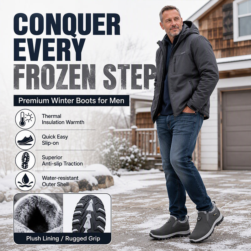 Men's Warm-Lined Slip-On Snow Boots