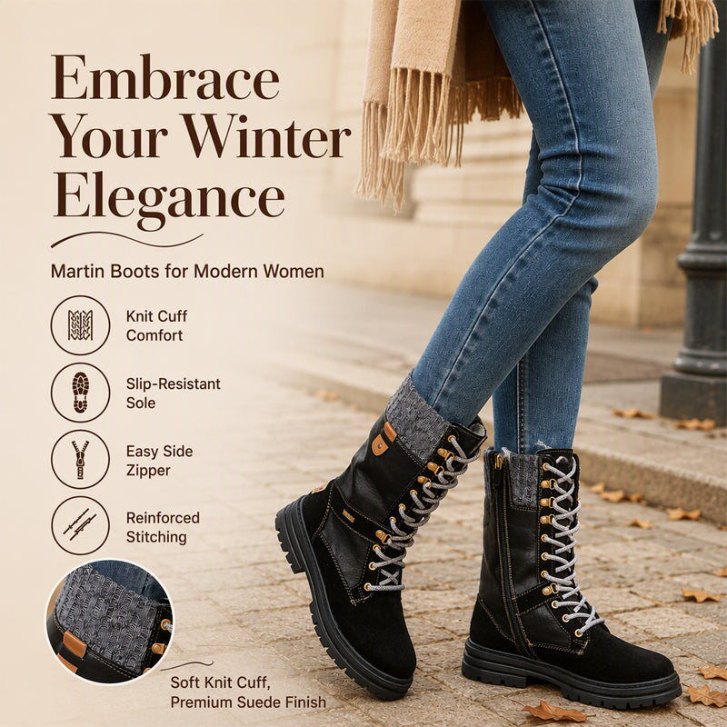 Women's Knit Collar Mid-Calf Boots