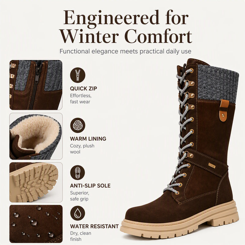 Women's Knit Collar Mid-Calf Boots