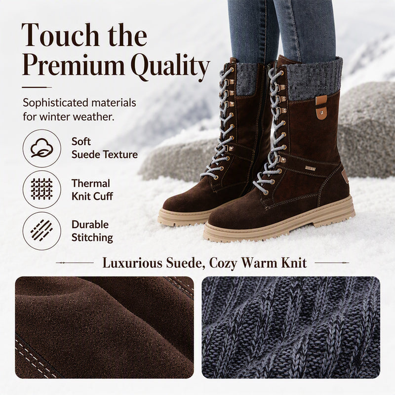 Women's Knit Collar Mid-Calf Boots