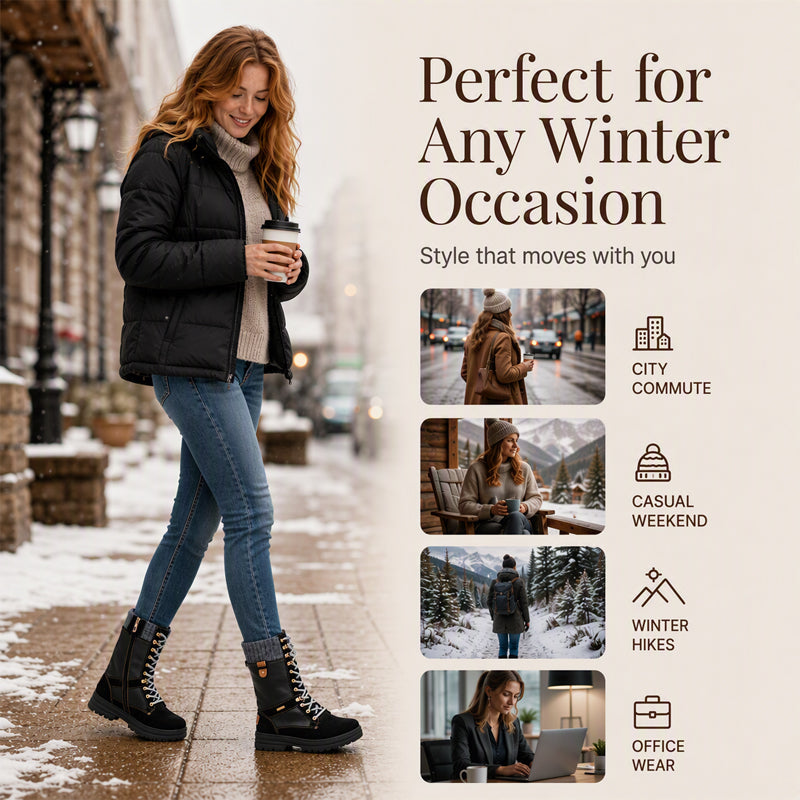 Women's Knit Collar Mid-Calf Boots