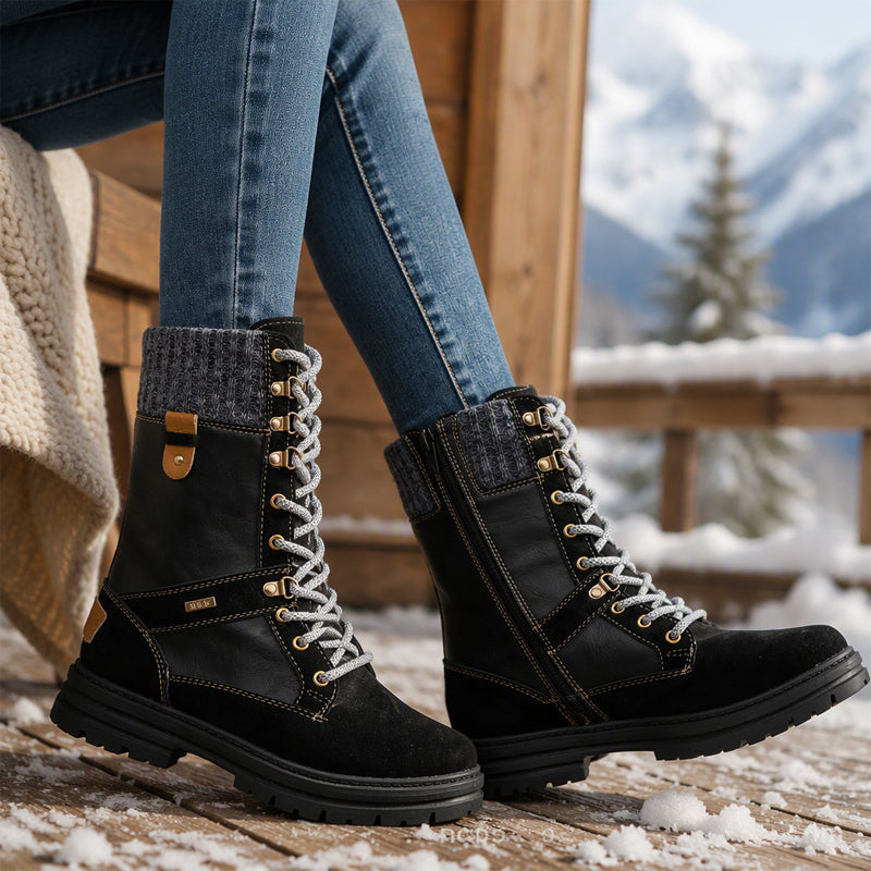 Women's Knit Collar Mid-Calf Boots