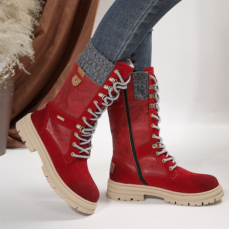 Women's Knit Collar Mid-Calf Boots