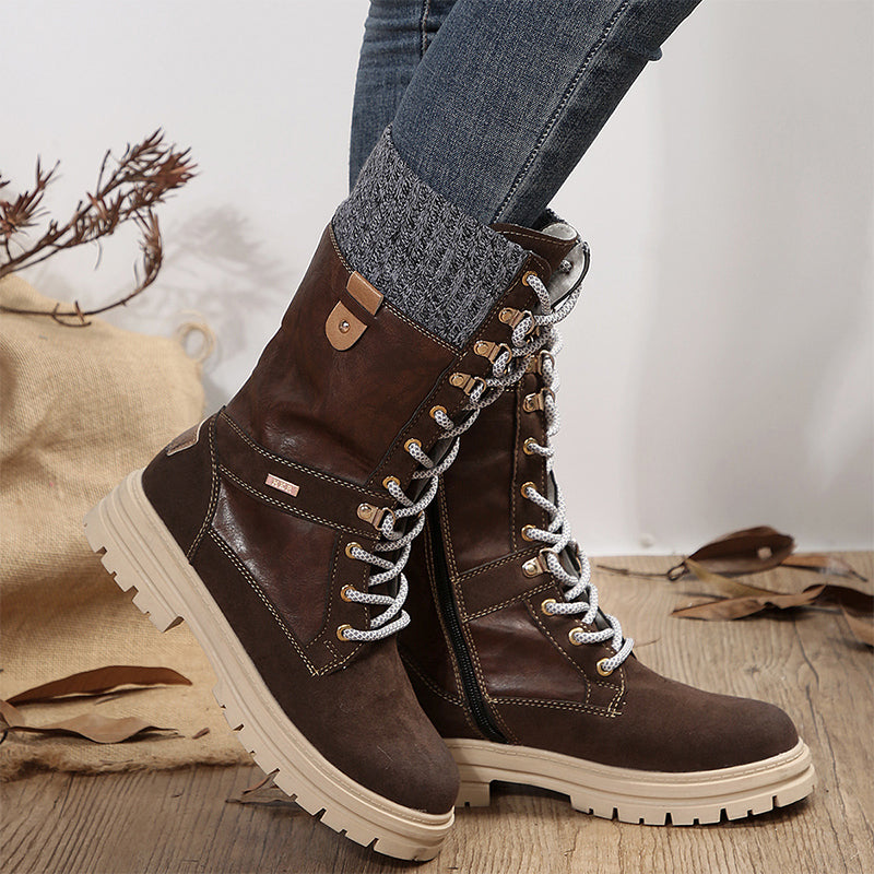 Women's Knit Collar Mid-Calf Boots