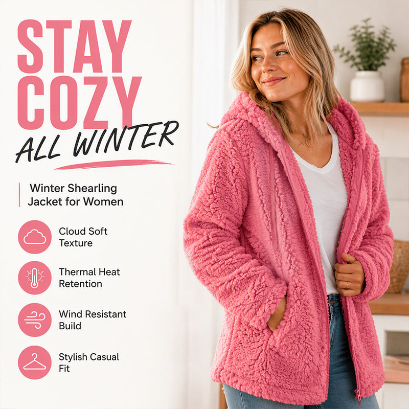 Women's Hooded Zip-Up Fuzzy Jacket