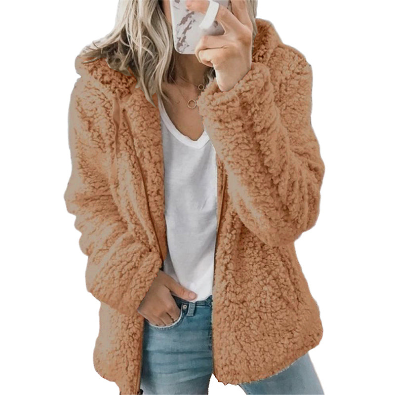 Women's Hooded Zip-Up Fuzzy Jacket