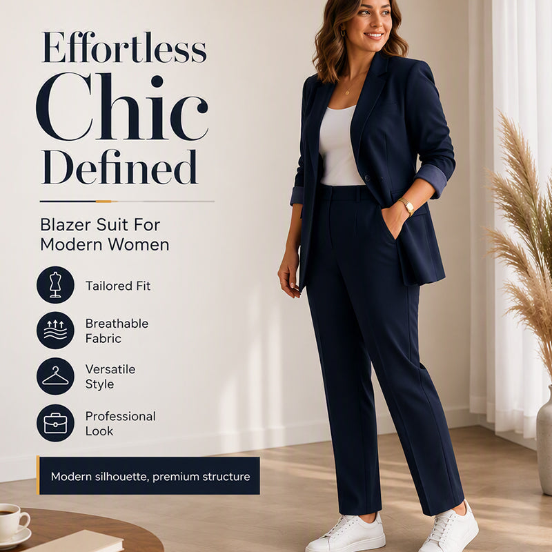 Women's Classic Blazer & Pants 2-Piece Set