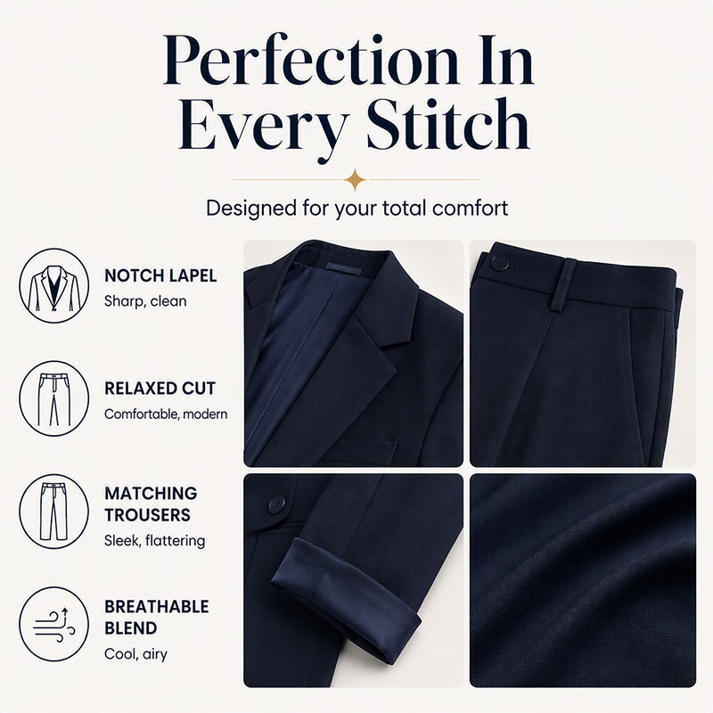 Women's Classic Blazer & Pants 2-Piece Set