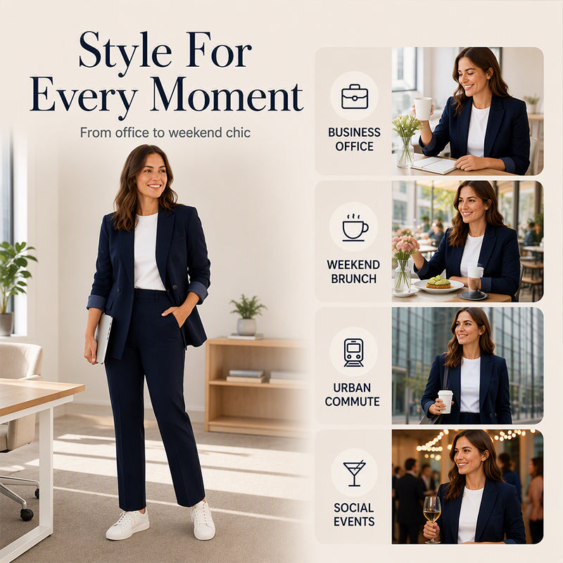 Women's Classic Blazer & Pants 2-Piece Set