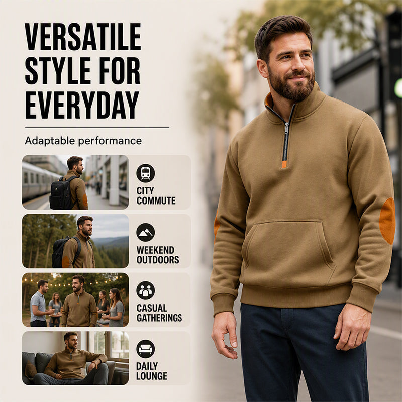 Men's Stand Collar Half-Zip Sweatshirt