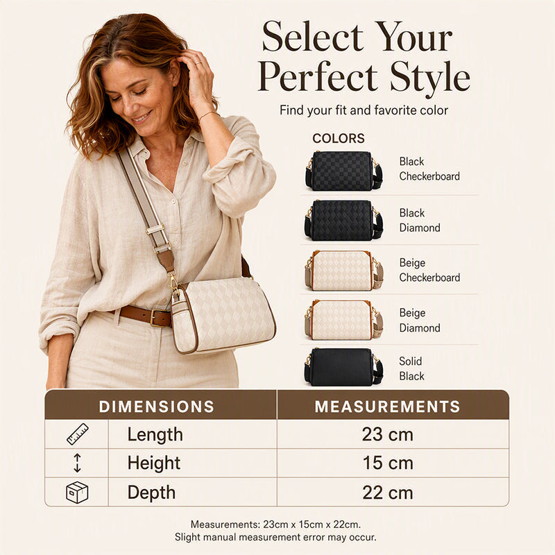 Stylish 3-Layer Diamond-Patterned Crossbody Bag