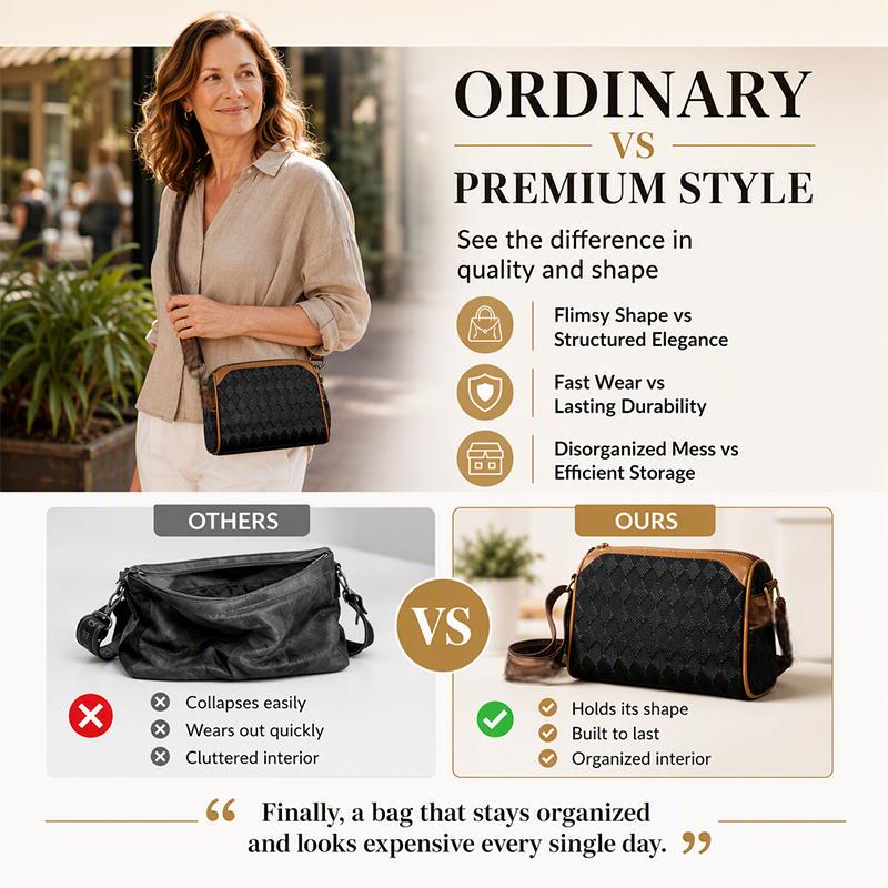 Stylish 3-Layer Diamond-Patterned Crossbody Bag