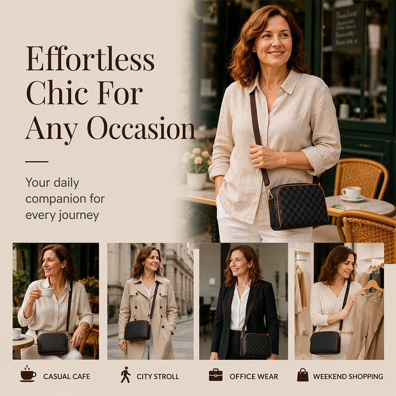 Stylish 3-Layer Diamond-Patterned Crossbody Bag