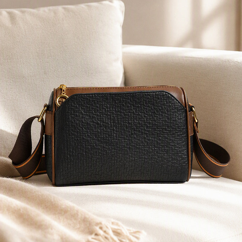 Stylish 3-Layer Diamond-Patterned Crossbody Bag