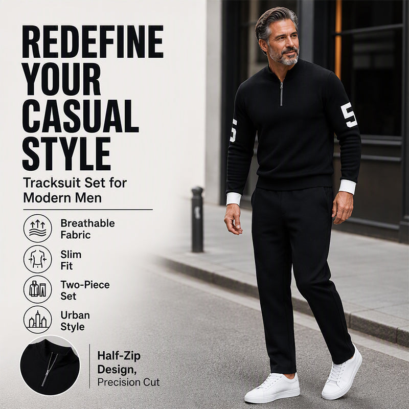 Men's Casual Half-Zip Pullover & Pants Set