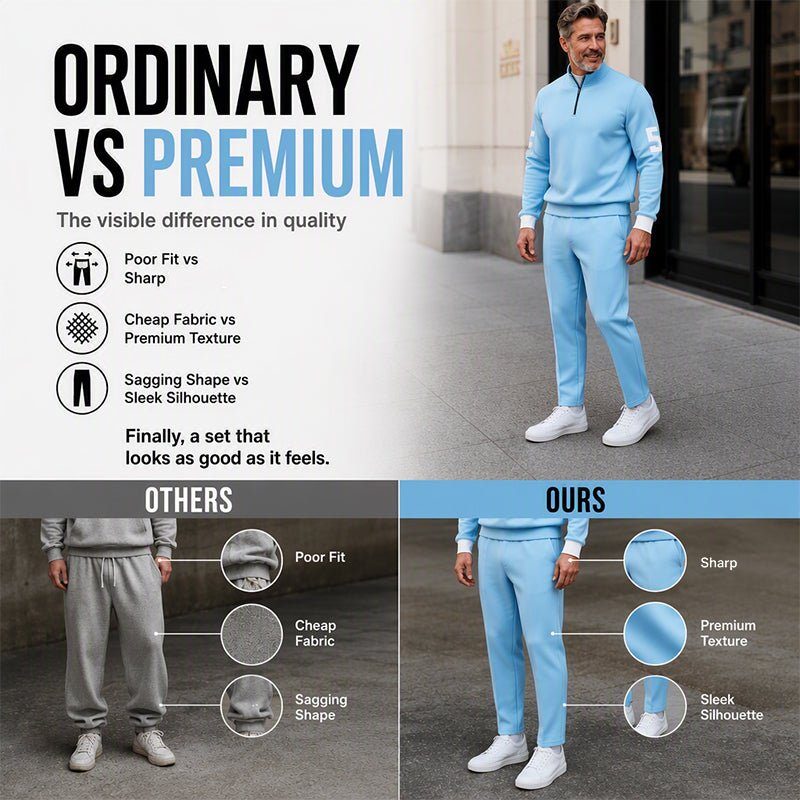 Men's Casual Half-Zip Pullover & Pants Set
