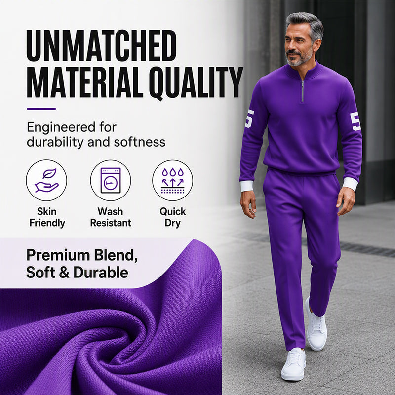 Men's Casual Half-Zip Pullover & Pants Set