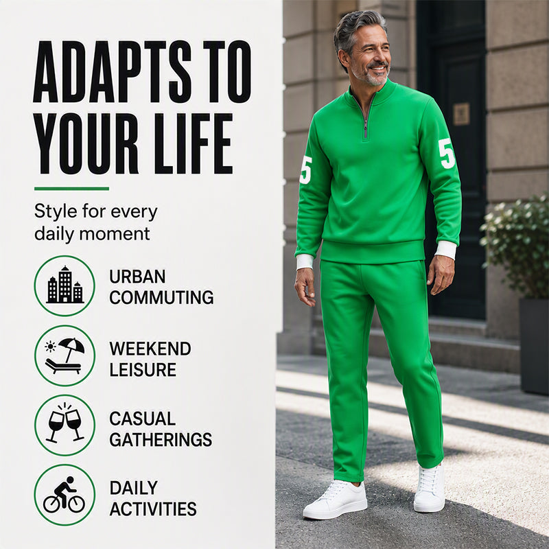 Men's Casual Half-Zip Pullover & Pants Set