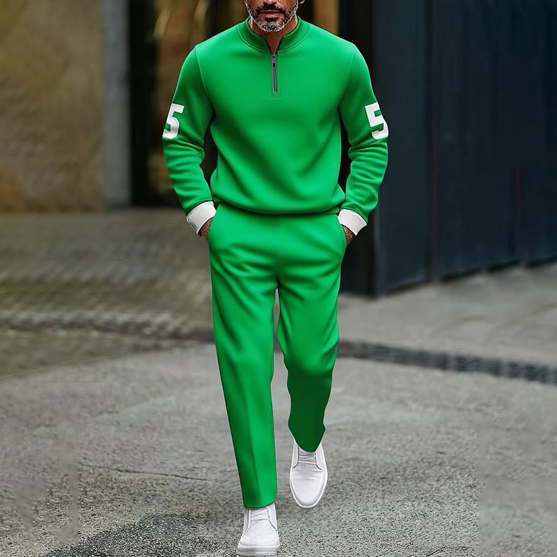Men's Casual Half-Zip Pullover & Pants Set