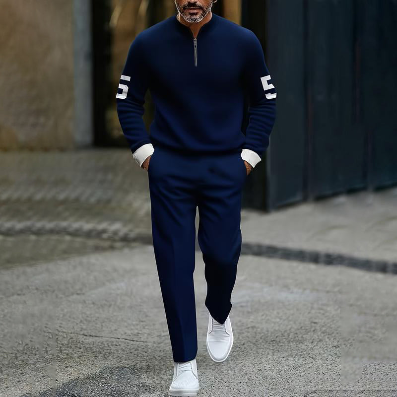 Men's Casual Half-Zip Pullover & Pants Set