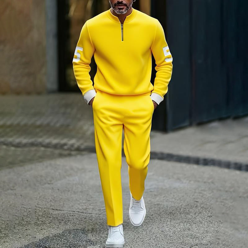 Men's Casual Half-Zip Pullover & Pants Set