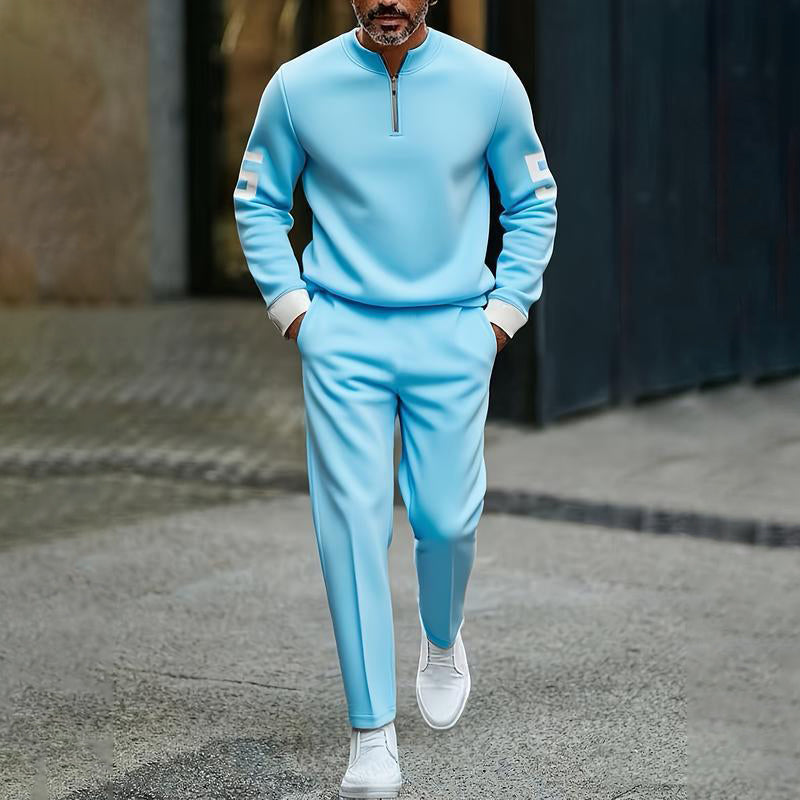 Men's Casual Half-Zip Pullover & Pants Set