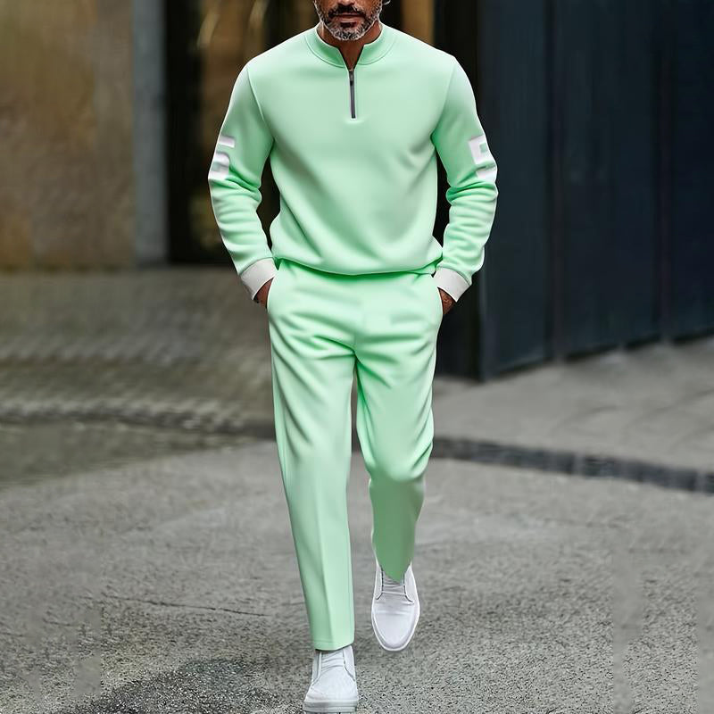 Men's Casual Half-Zip Pullover & Pants Set