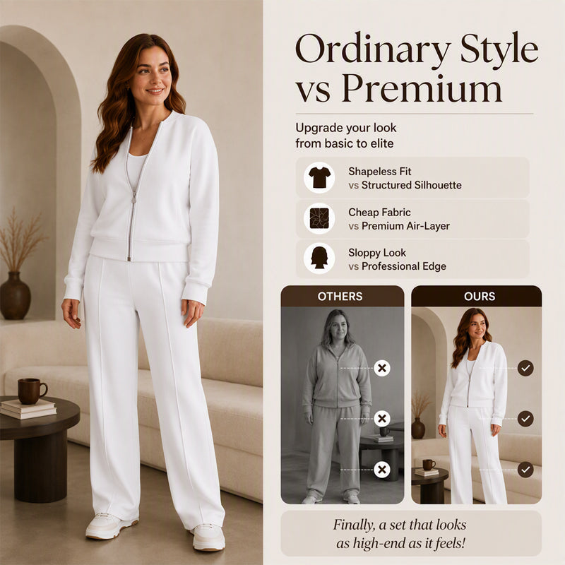 Women's Zip-Up Jacket & Straight-Leg Pants Set