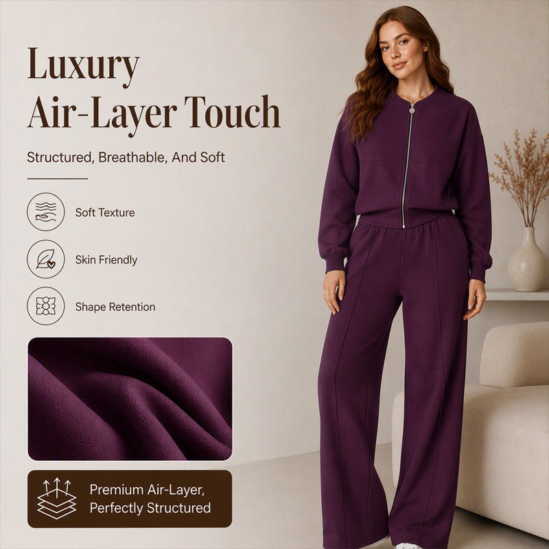 Women's Zip-Up Jacket & Straight-Leg Pants Set