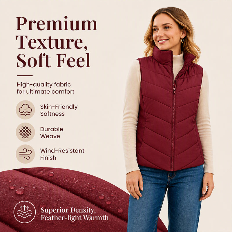 Women's Quilted Stand Collar Puffer Vest