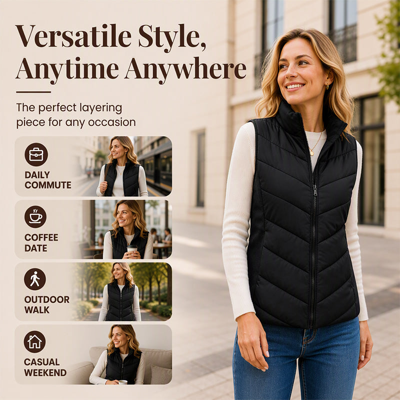 Women's Quilted Stand Collar Puffer Vest