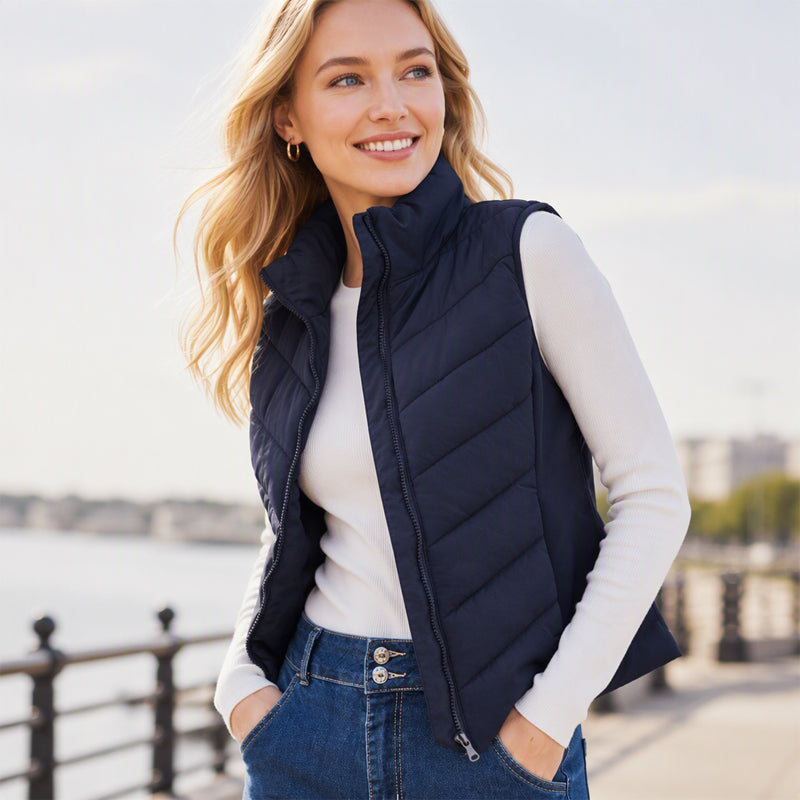 Women's Quilted Stand Collar Puffer Vest