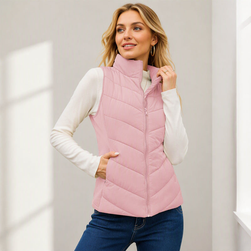 Women's Quilted Stand Collar Puffer Vest