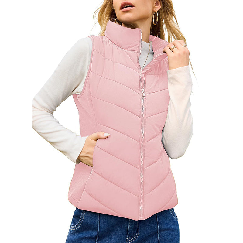 Women's Quilted Stand Collar Puffer Vest
