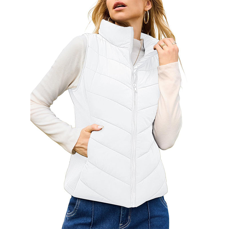 Women's Quilted Stand Collar Puffer Vest