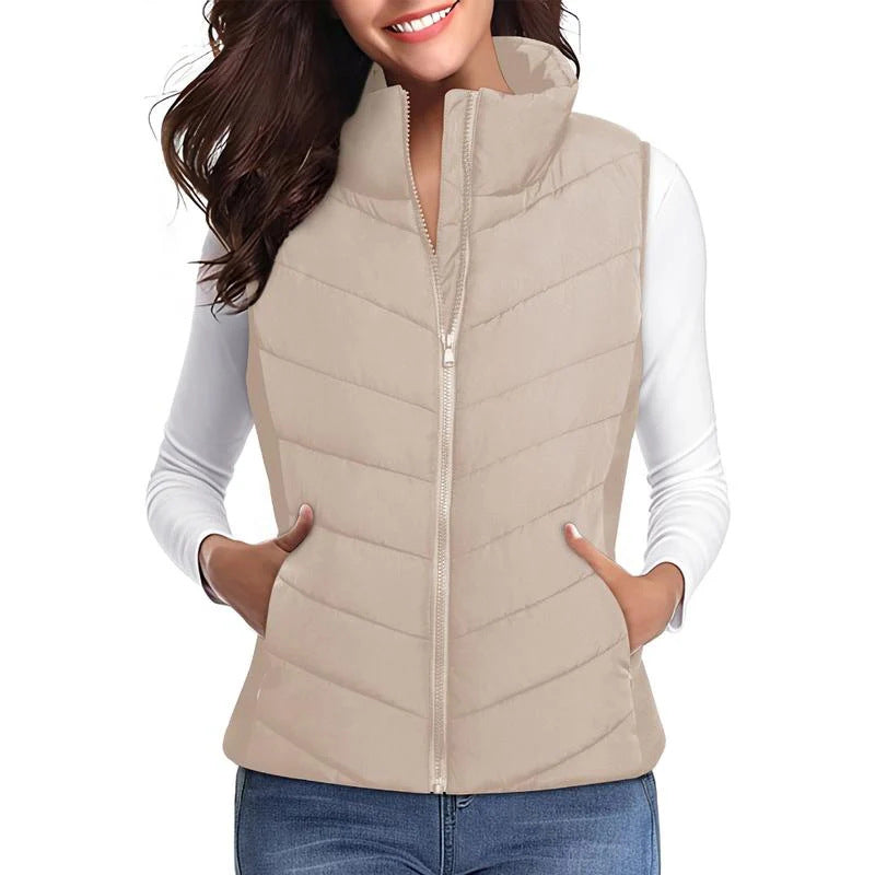 Women's Quilted Stand Collar Puffer Vest