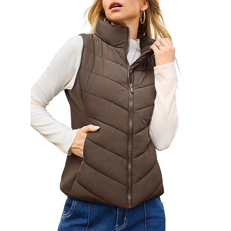Women's Quilted Stand Collar Puffer Vest