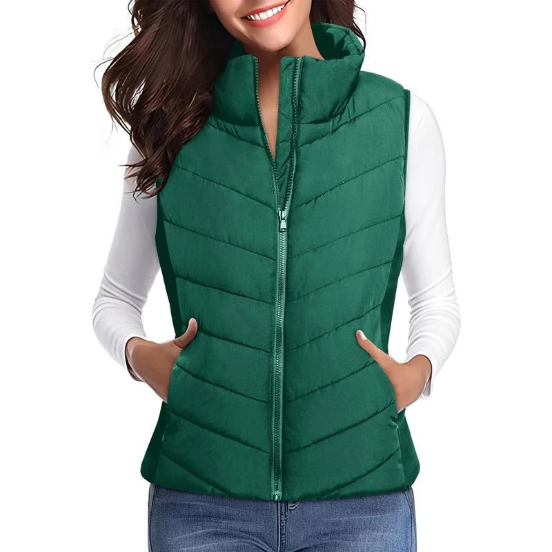 Women's Quilted Stand Collar Puffer Vest