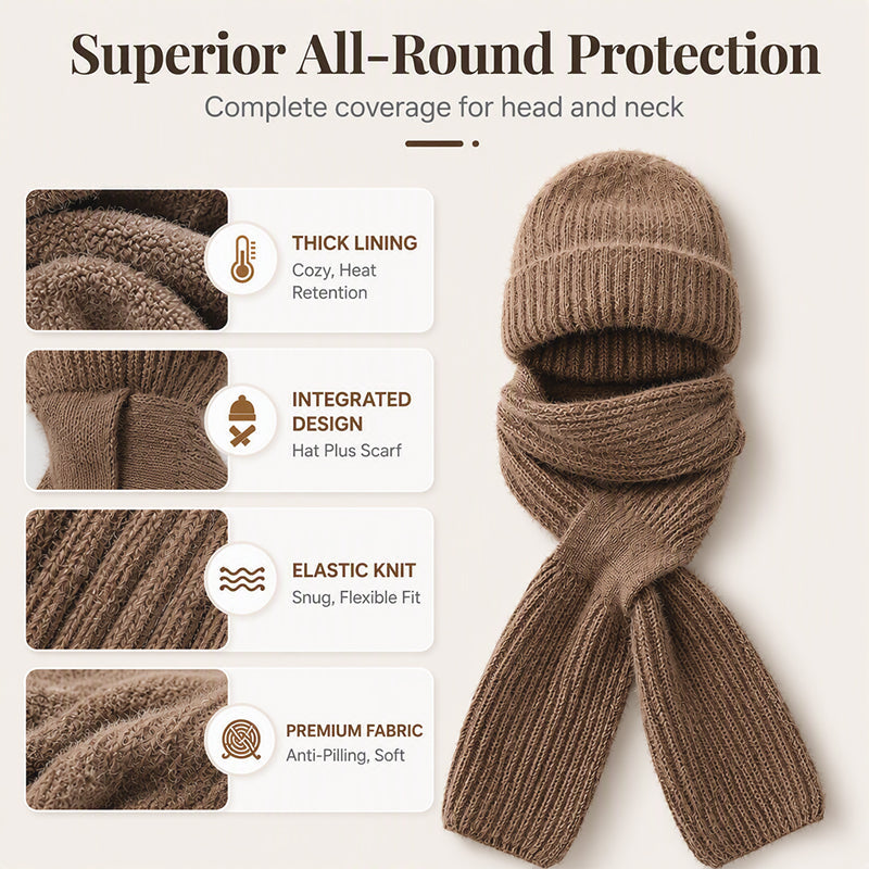 Women's Integrated Plush Knitted Hooded Scarf