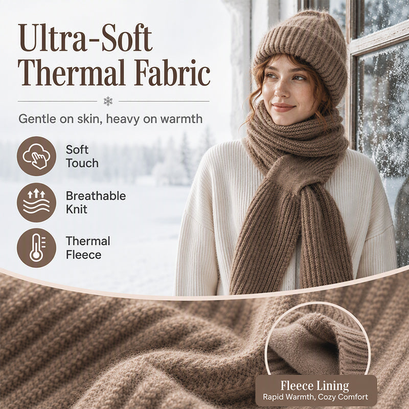 Women's Integrated Plush Knitted Hooded Scarf