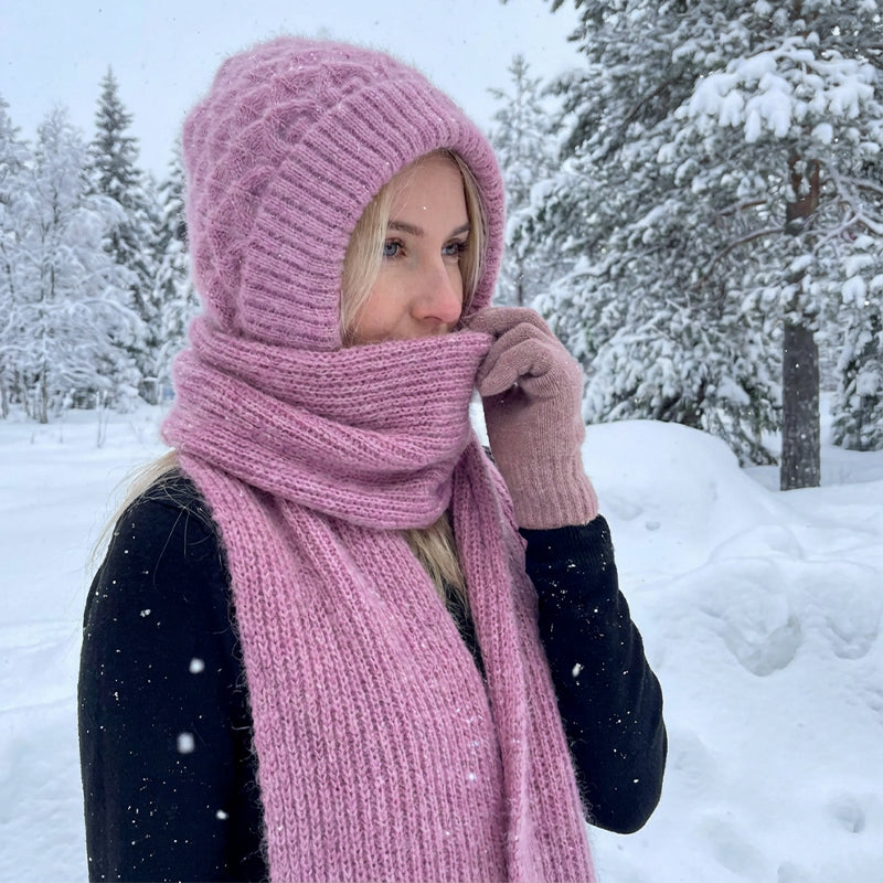 Women's Integrated Plush Knitted Hooded Scarf