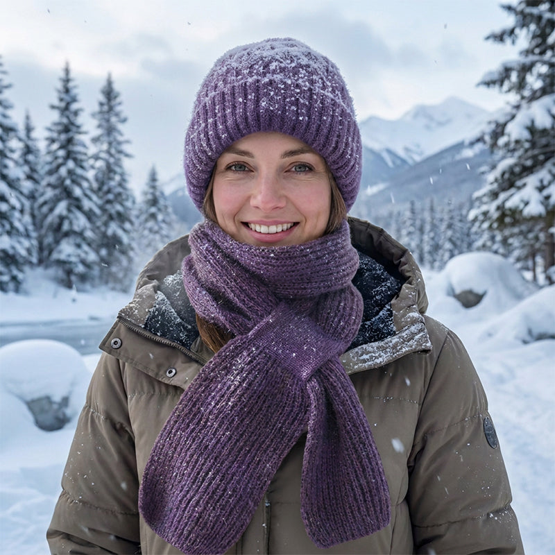 Women's Integrated Plush Knitted Hooded Scarf