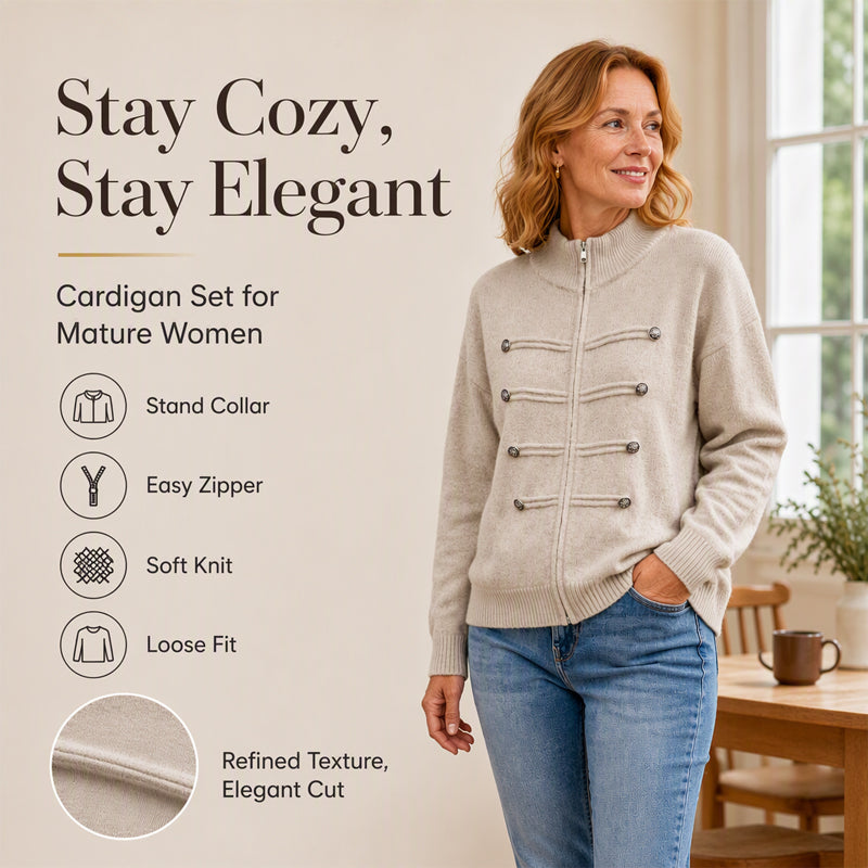 Women's Casual Double Zipper Sweater Jacket